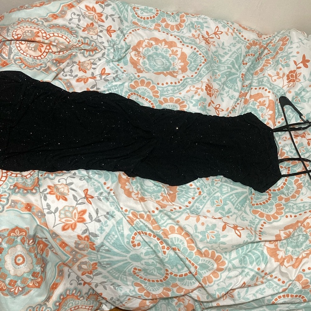 Black rhinestones long dress!